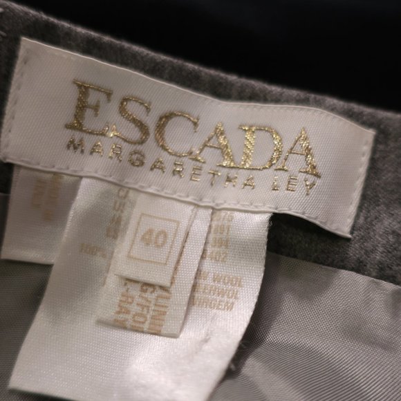 Womens Escada Margaretha Ley Gray White Embroidered Wool Pencil Skirt 40 US/M * - Picture 8 of 8